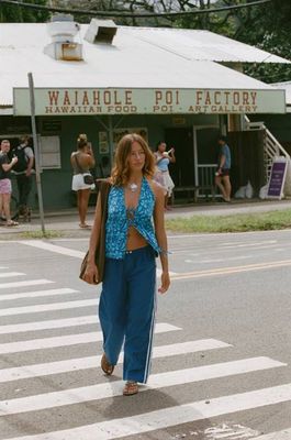 Puka Linen Pant - Ocean