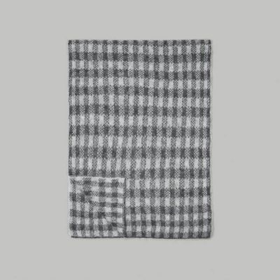The Alpaca Patterned Scarf | Light Heather Grey / Dark Charcoal Buffalo Check