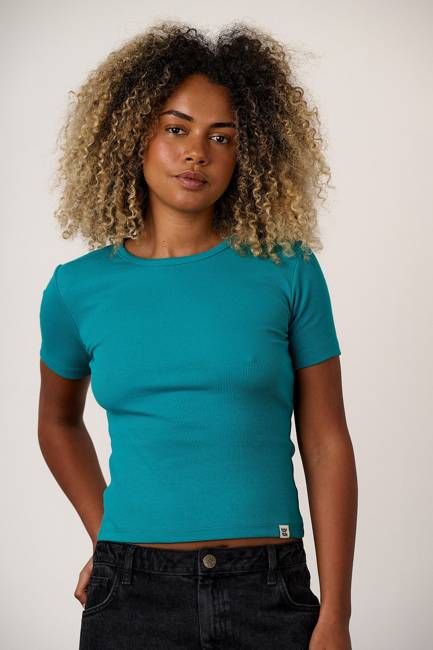 Gracie - Cotton T-Shirt in in Pagoda Blue