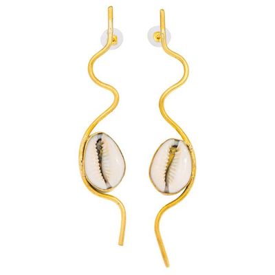 Cowrie Shell Recycled Brass Statement Earrings