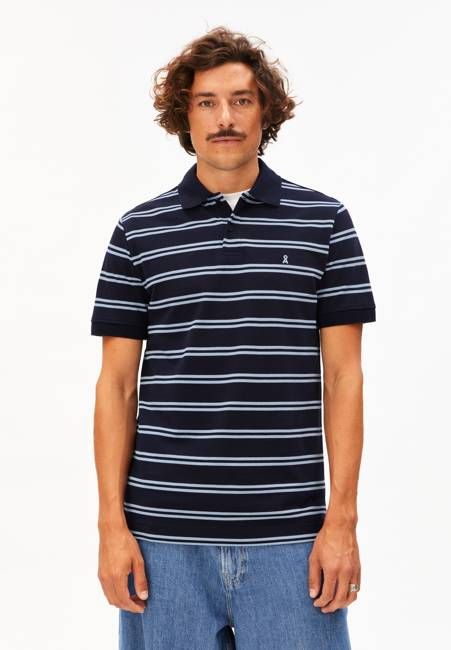 STRIPED POLO T-SHIRT | tinted navy-wedgwood