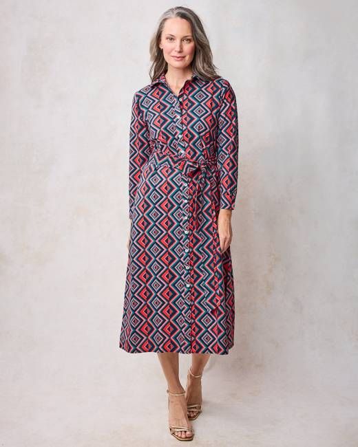 Kaleidoscope Diamond - Monaco Dress - Navy/Red