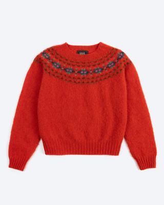 Lowie Red Fair Isle Yoke Jumper
