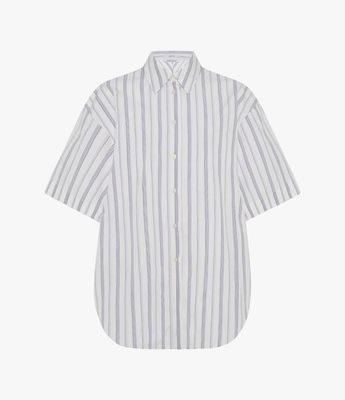 Short Sleeve Shirt | White/Navy Stripe