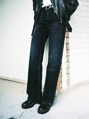 Clean Eileen Black Crosshatch wide-leg jeans | Nudie Jeans