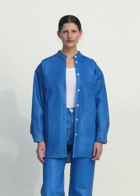 Band Collar Okuda Jacket - Electric Blue Lacquer