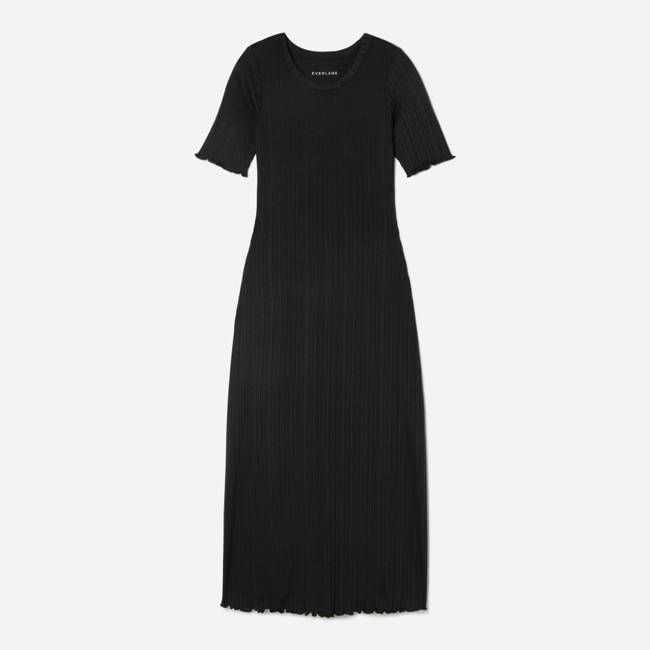 The Open Back Rib Dress | Black