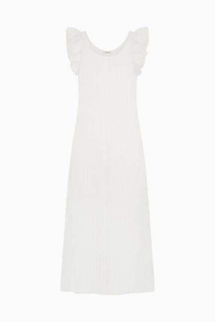 The Jane Ruffled Maxi Dress in off-white