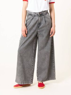 JEANS WIDE LEG TENCEL™ Lyocell fibers DE MUJER  YAYOI VINTAGE LIGHT GREY