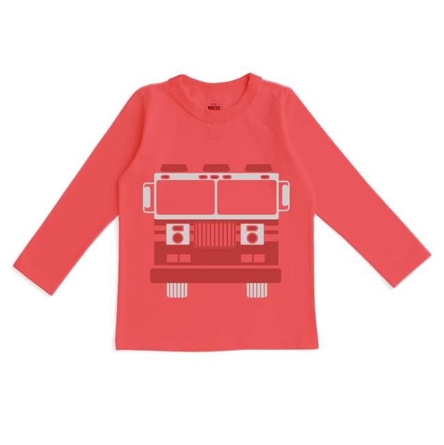 Long Sleeve GRAPHIC Tee - Firetruck Scarlet Red