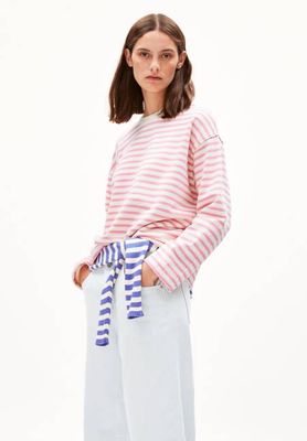 FRANKAA MAARLEN STRIPE SWEAT | raspberry pink-undyed
