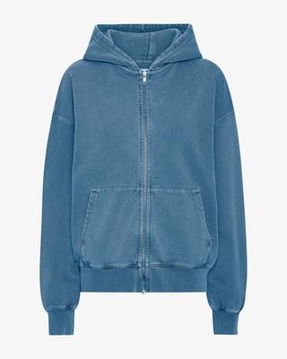 Organic Oversized Zip Hood - Faded Indigo