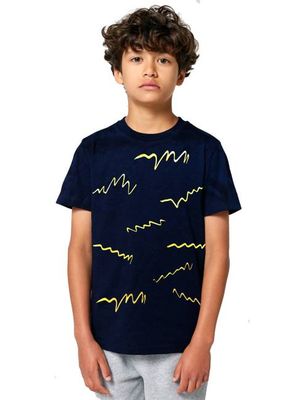 Lines Kids T-Shirt gold auf dark blue melange
