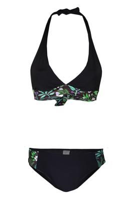 Recycling Bikini Blomma schwarz (Top & Pants) -