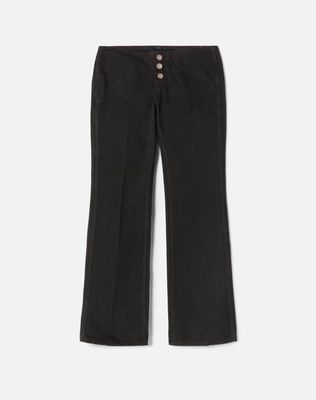 Button Front Crop Boot - Black