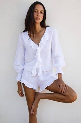 The Ophelia Ruffled Shirt in white