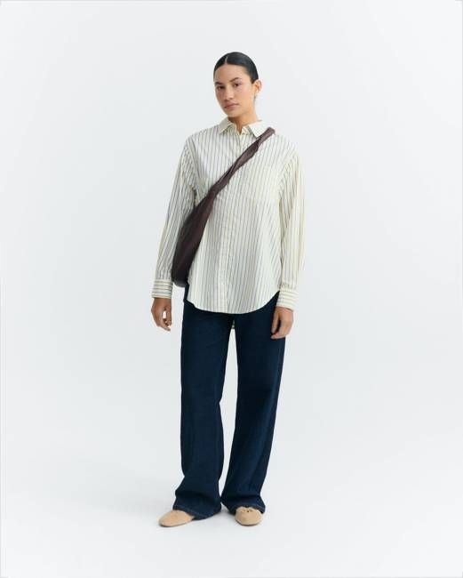 Odelia oversize shirt with yellow and blue stripes