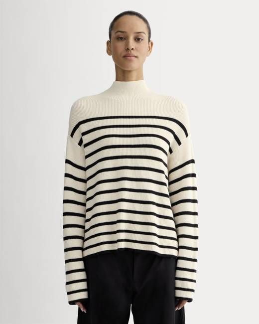 The Slouchy Funnel Neck in Everyday Cotton | Canvas / Black
