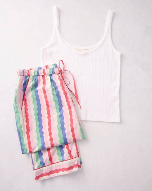Wavy Stripes - Long PJ Pants & Esme Tank Bundle - Multi
