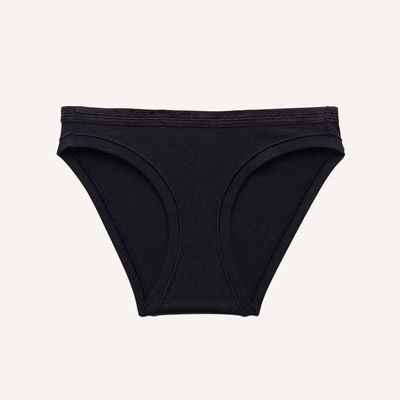 Organic Cotton Low-Rise Bikini in Carbon (with Leg Elastic)