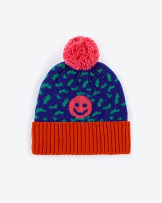Miss PomPom Smiley Wool Bobble Hat