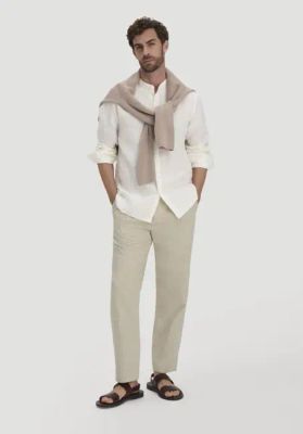 RON Relaxed trousers made from organic cotton with linen