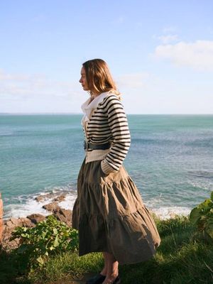 Ingleton Crop Cardigan in Ecru & Dark Chocolate