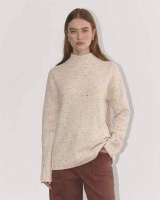 The Mockneck Sweater in Plush Cotton | Cream Confetti
