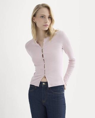 Luxe Rib Button-Up Top | Burnished Lilac