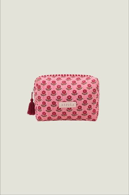 Aspiga Medium Block Print Wash Bag — Buti Pink