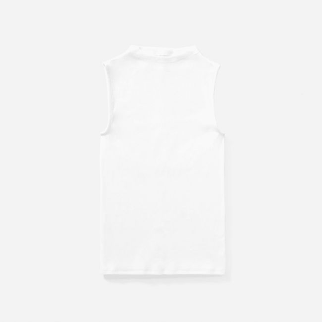 The Pima Micro-Rib Funnel-Neck Tank | White