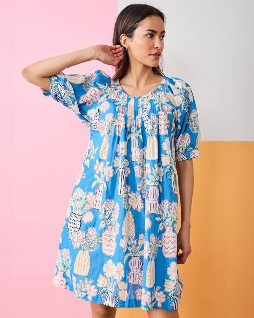 Antique Vases - Raina Dress - Blue Sky