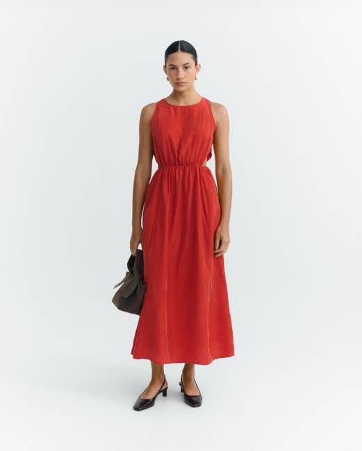 Cupro Kin red midi dress