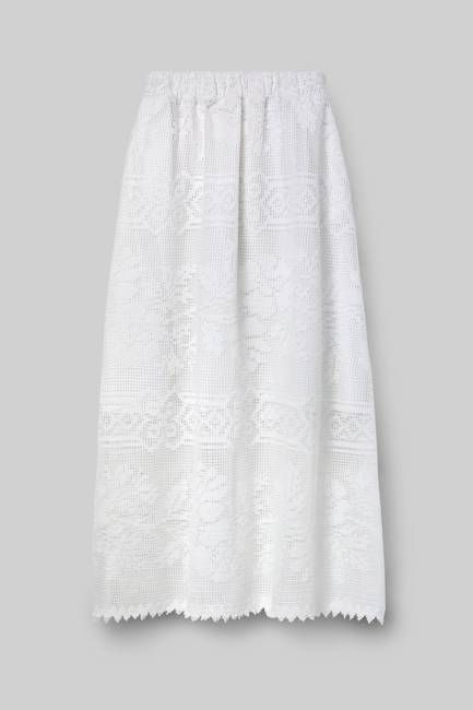 Lyla-Fay Cotton Lace Skirt in White by HANNAH BEAUMONT