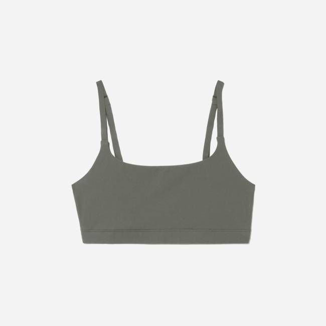 The Invisible Square-Neck Bralette | Pewter Green