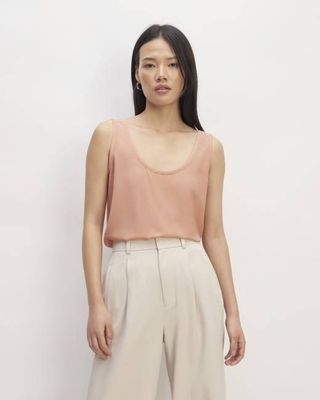 The Scoop Tank in Washable Silk | Blush Pink