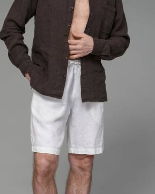 Men's Linen Shorts in Off White