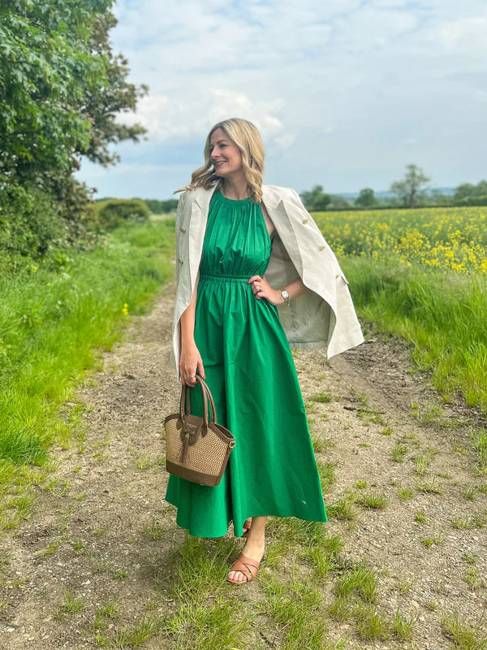 Faye - Gathered Bodice Midaxi Dress - Green - Sample