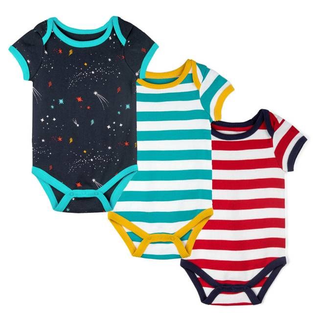 Organic Cotton Baby Bodysuits 3-Pack: Galaxy Combo