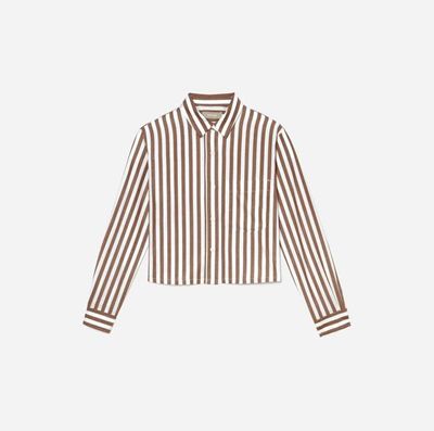 The Way-Short Shirt in Silky Cotton | Espresso / White