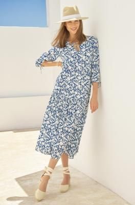 Virginia EcoVero™ Midi Dress | Navy/White