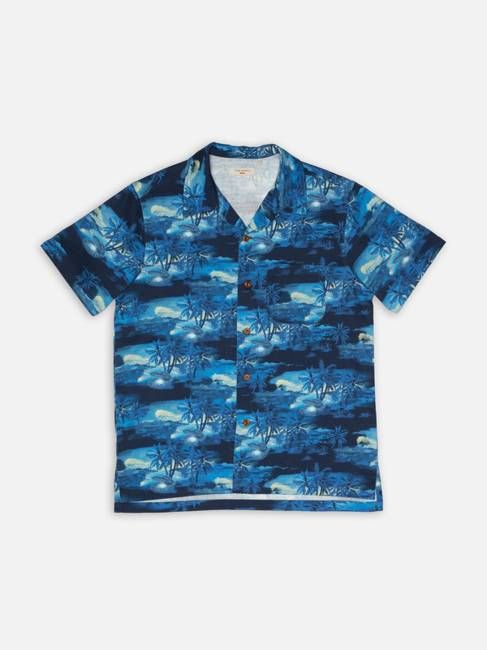 Arvid Pearls Hawaii Shirt Blueberry | Nudie Jeans