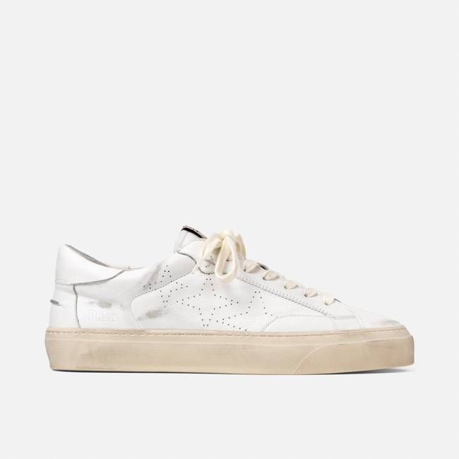 Plus Court White Distressed Sneaker - Men's