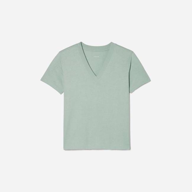 The Vintage V-Neck Hemp Tee | White Sage