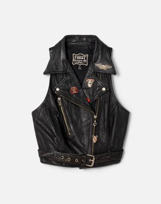 90s Leather Moto Vest -#1261