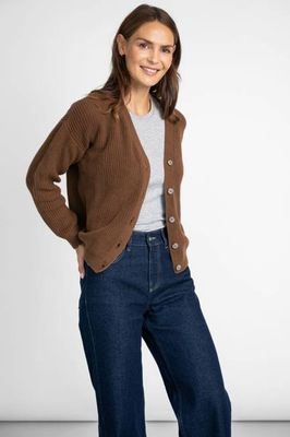 Kurze Strickjacke dunkelbraun