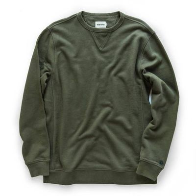 The Fillmore Crewneck in Dark Olive Terry