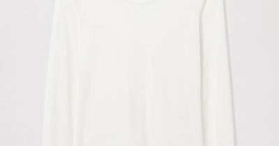 Long Sleeve Scoop Neck Top in Off White | Asket