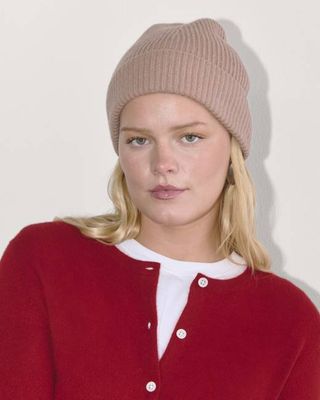 The Cashmere Ribbed Beanie | Dusty Rose
