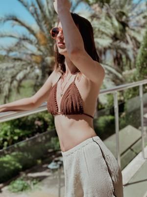 Sun and Chill Brown Crochet Bikini Top - Chillax.co